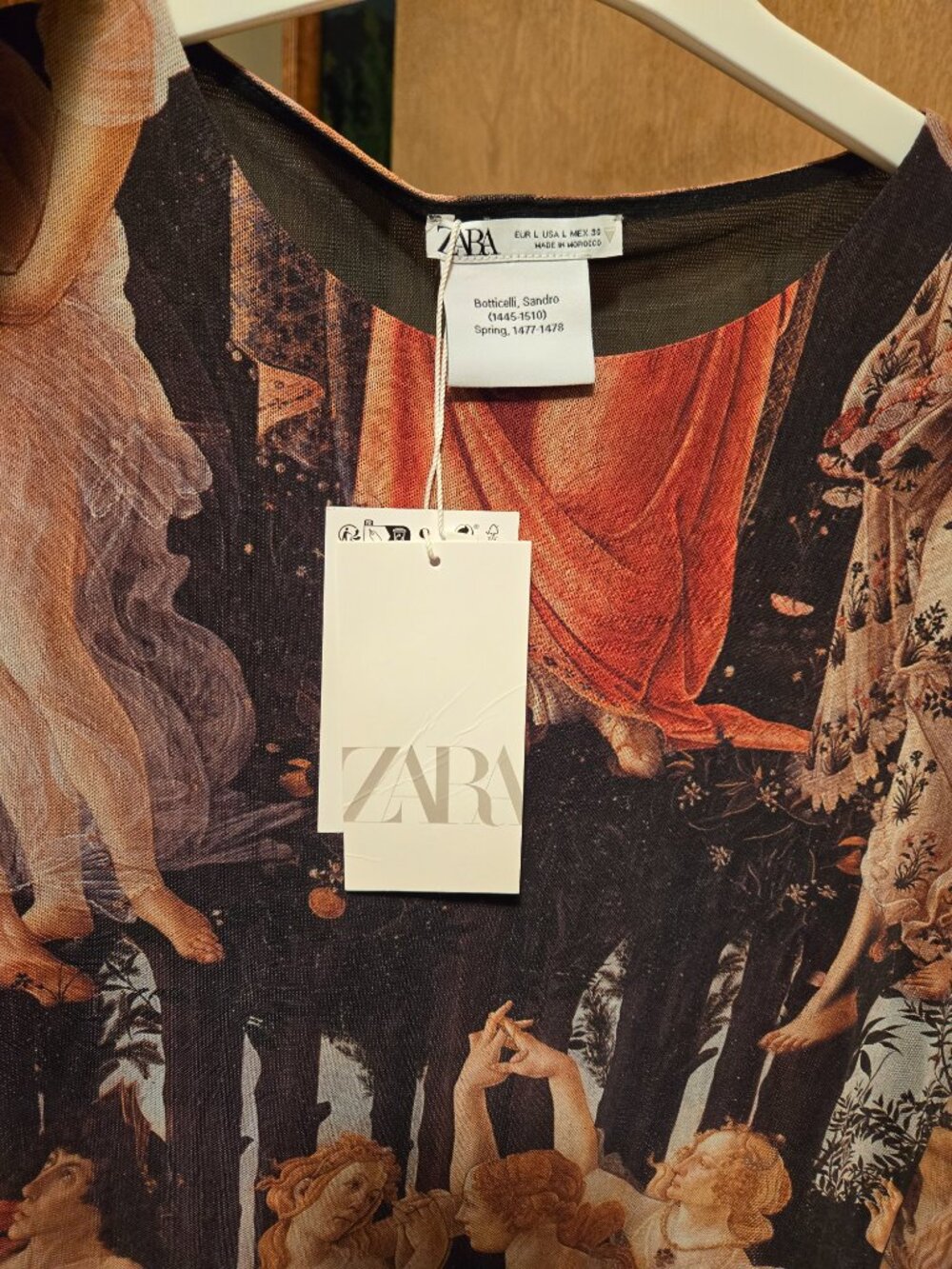NWT Zara Botticelli Print Maxi tulle dress Size Large - Picture 5 of 6